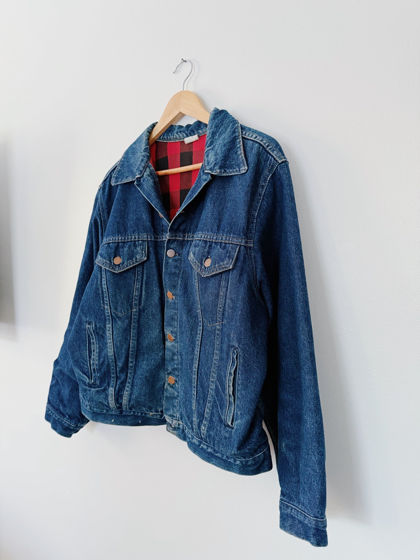 Denim Jacket with Buffalo Plaid Lining