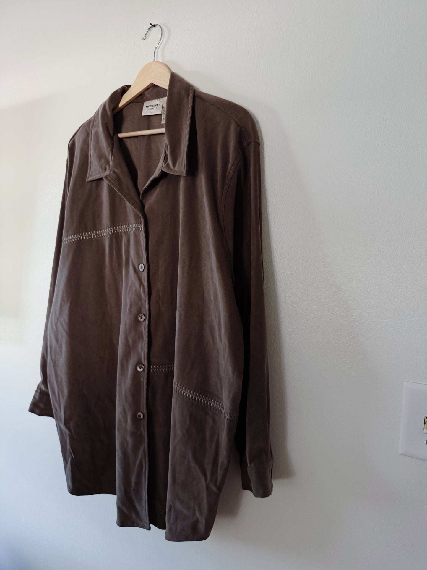 Green Suede Style Button Up (XXL)