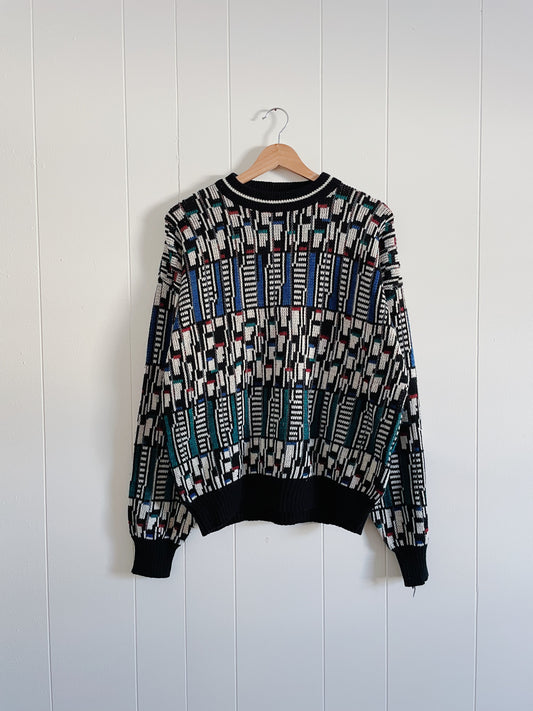 Vintage Patterned Sweater (L)