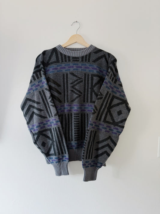 Vintage Sweater with Leather Detail (L)