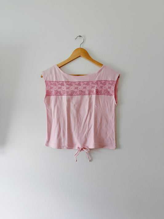 Boxy Pink Top with Tie Detail