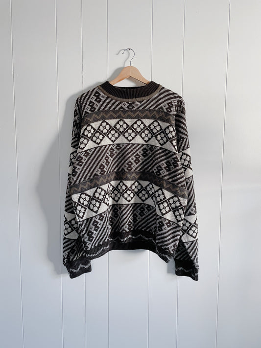 Vintage Printed Sweater (XL)