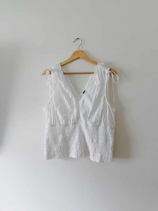 White Tank with Ruched Detail