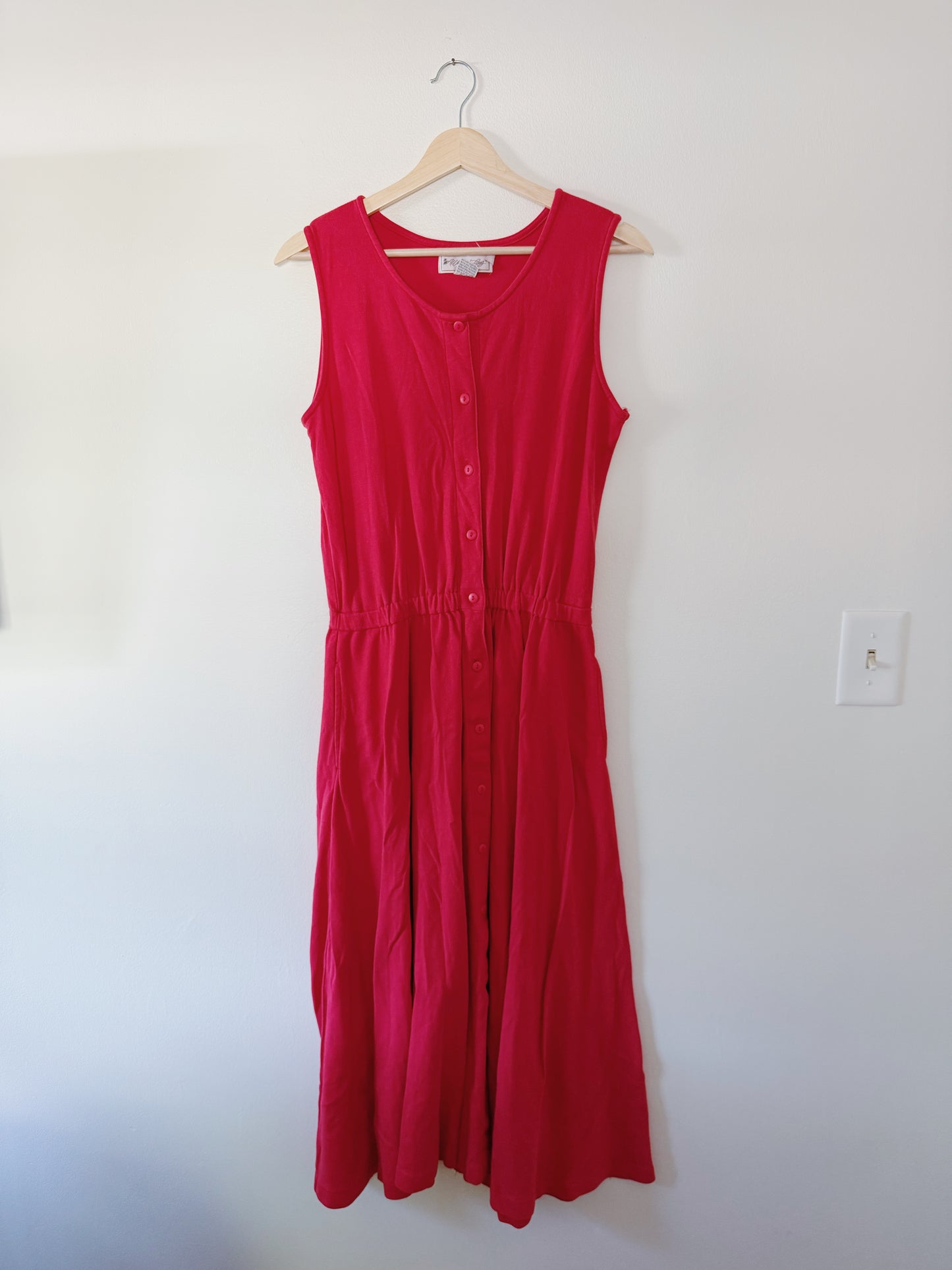 Vintage Red Cotton Dress (M)