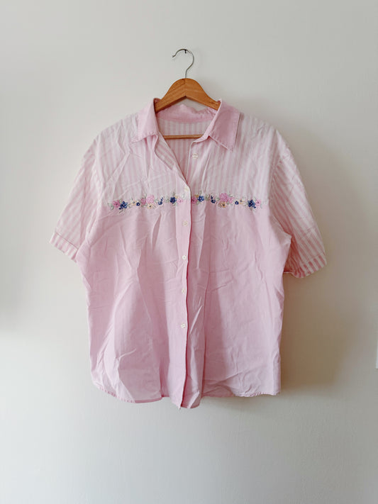 Embroidered Floral Button Up Top
