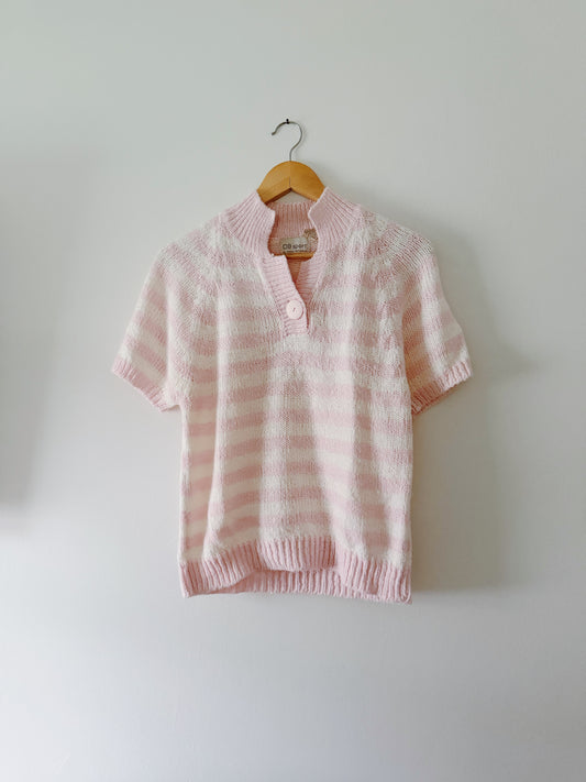 Pink Striped Sweater Top (M)