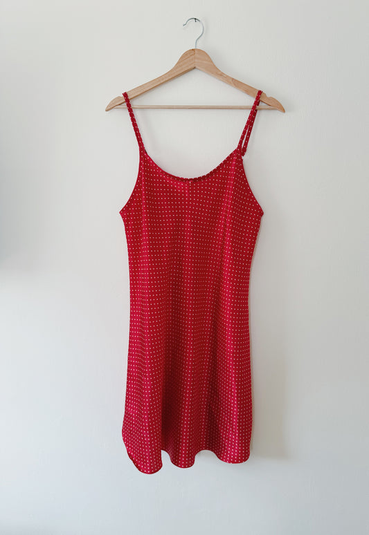 Polka Dot Satin Slip Dress (L)