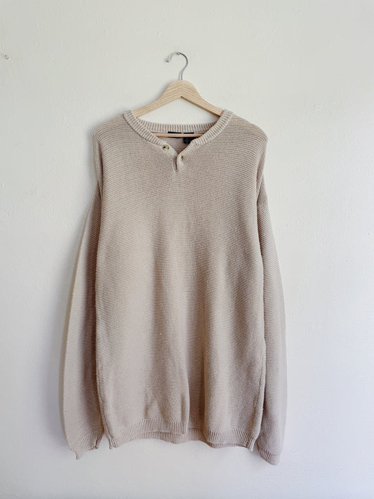 Cream Henley Sweater (L)