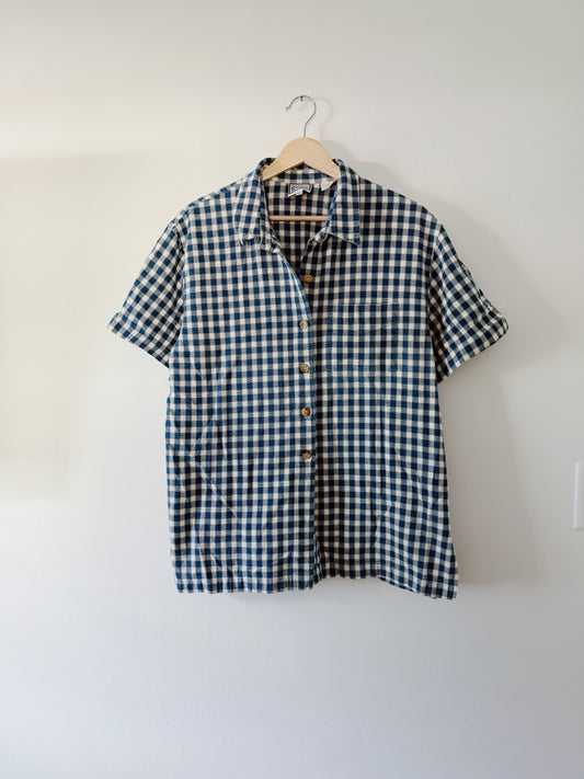 Gingham Button Up Top (L)