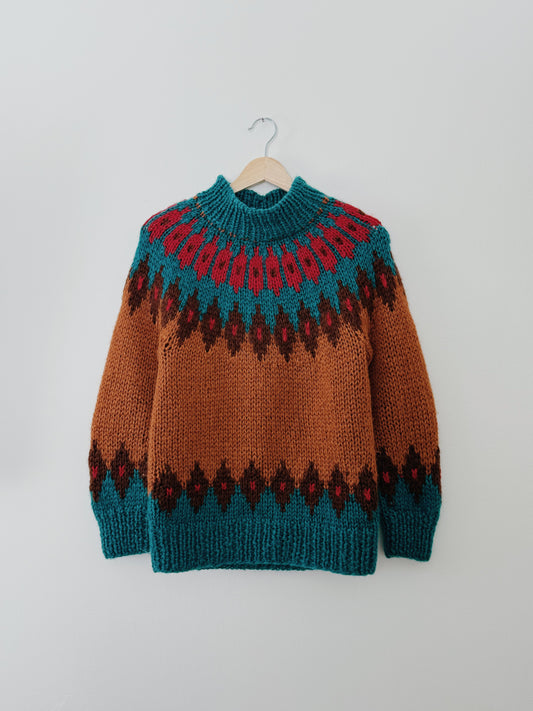 Hand Knitted Fair Isle Sweater (M)