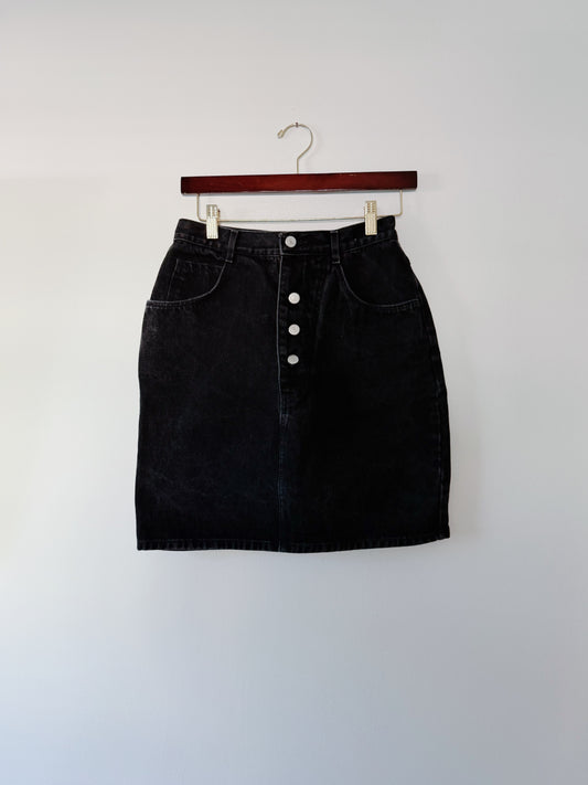 Vintage Fly Button Denim Skirt (26x19)