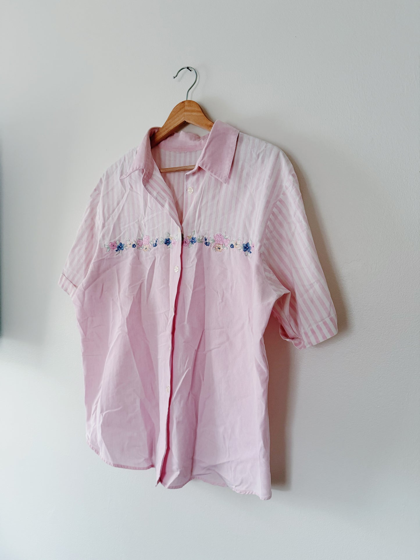 Embroidered Floral Button Up Top