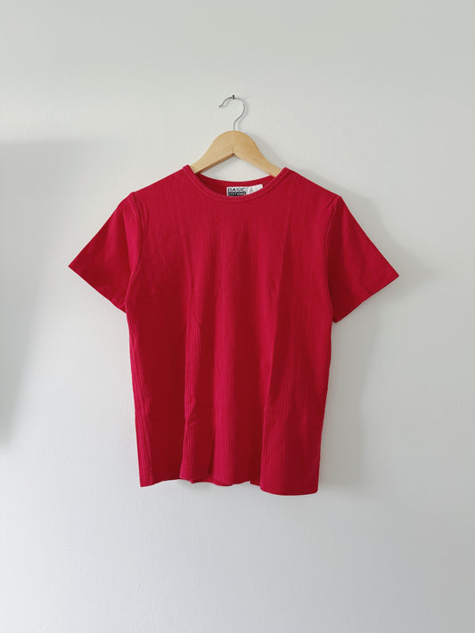 Red Ribbed Tee (S)