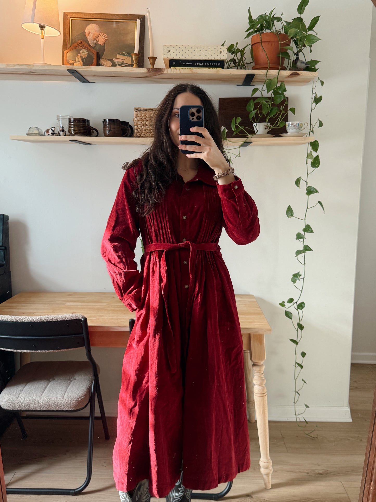 Red Corduroy Dress (L)