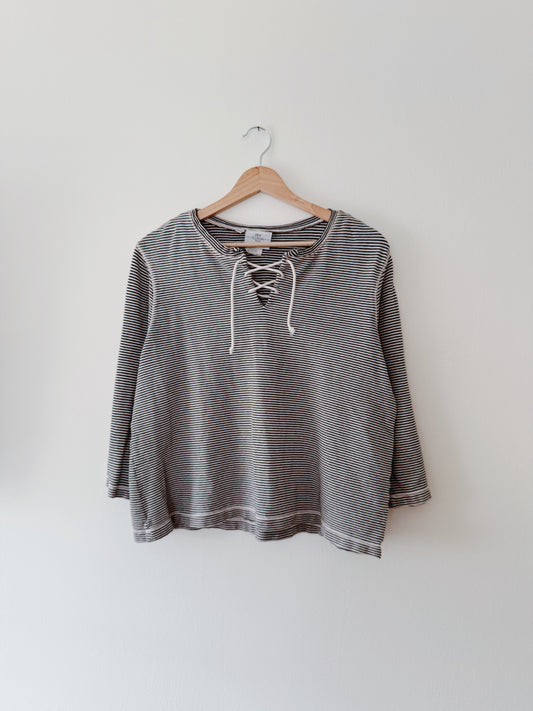 Striped Lace Up Top (M)