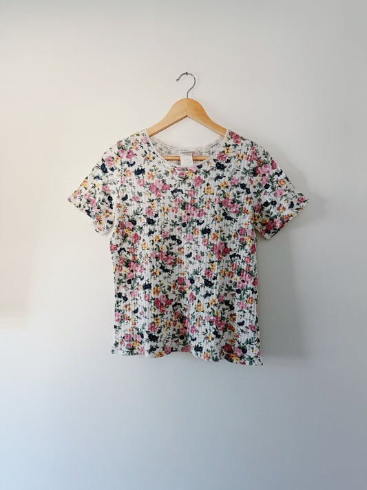 Vintage Floral Pointelle Top (S/M)