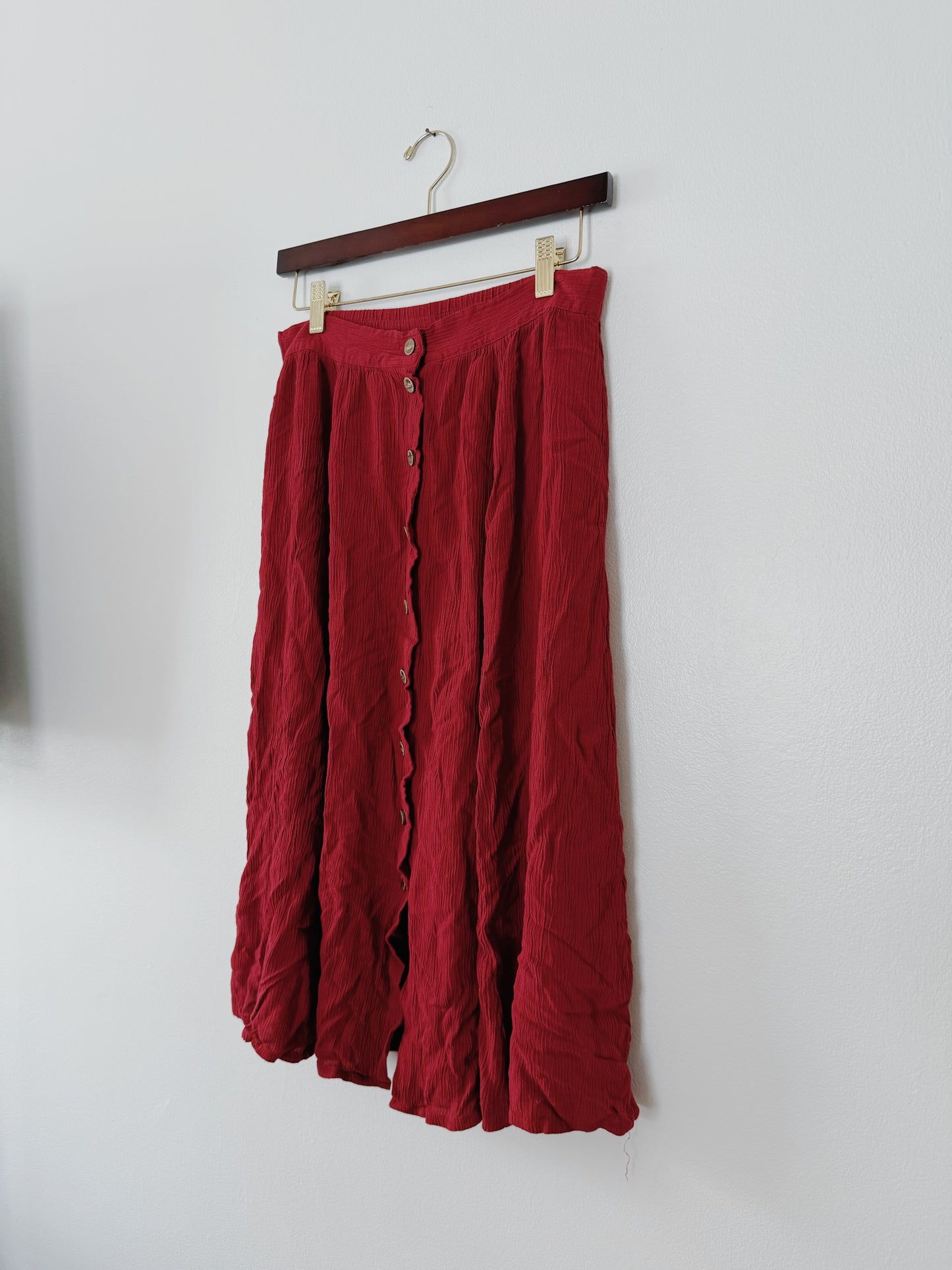 Red Button Down Skirt (M)
