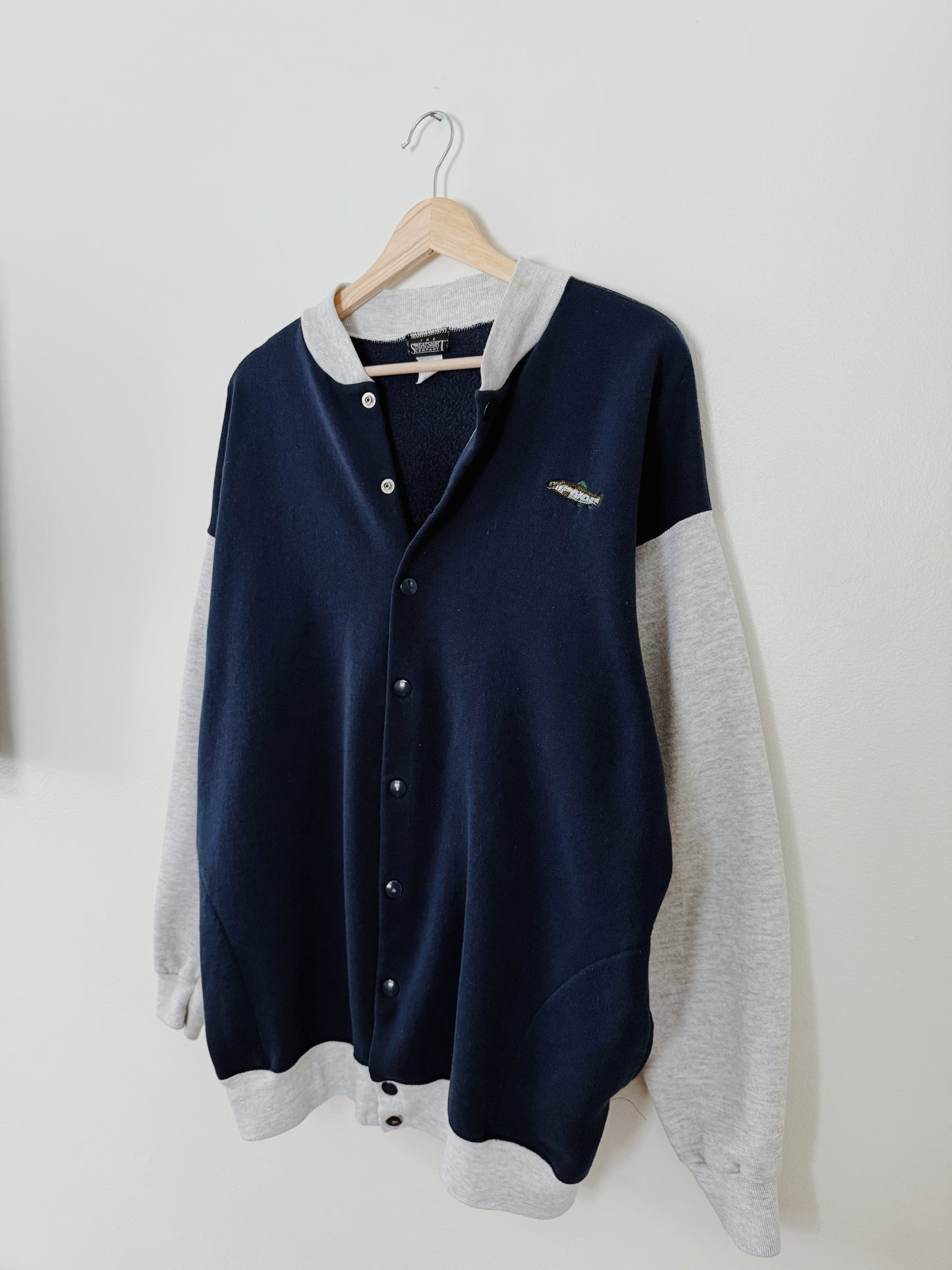 Embroidered Trout Snap Crewneck (XL)