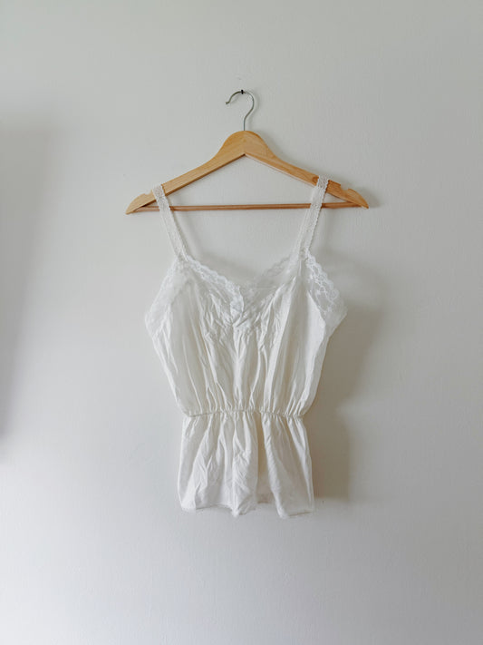 Vintage Satin Top with Lace Straps (S)