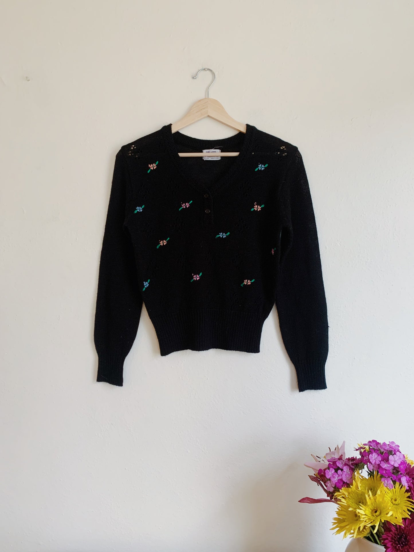 Vintage Hand Embroidered Floral Sweater