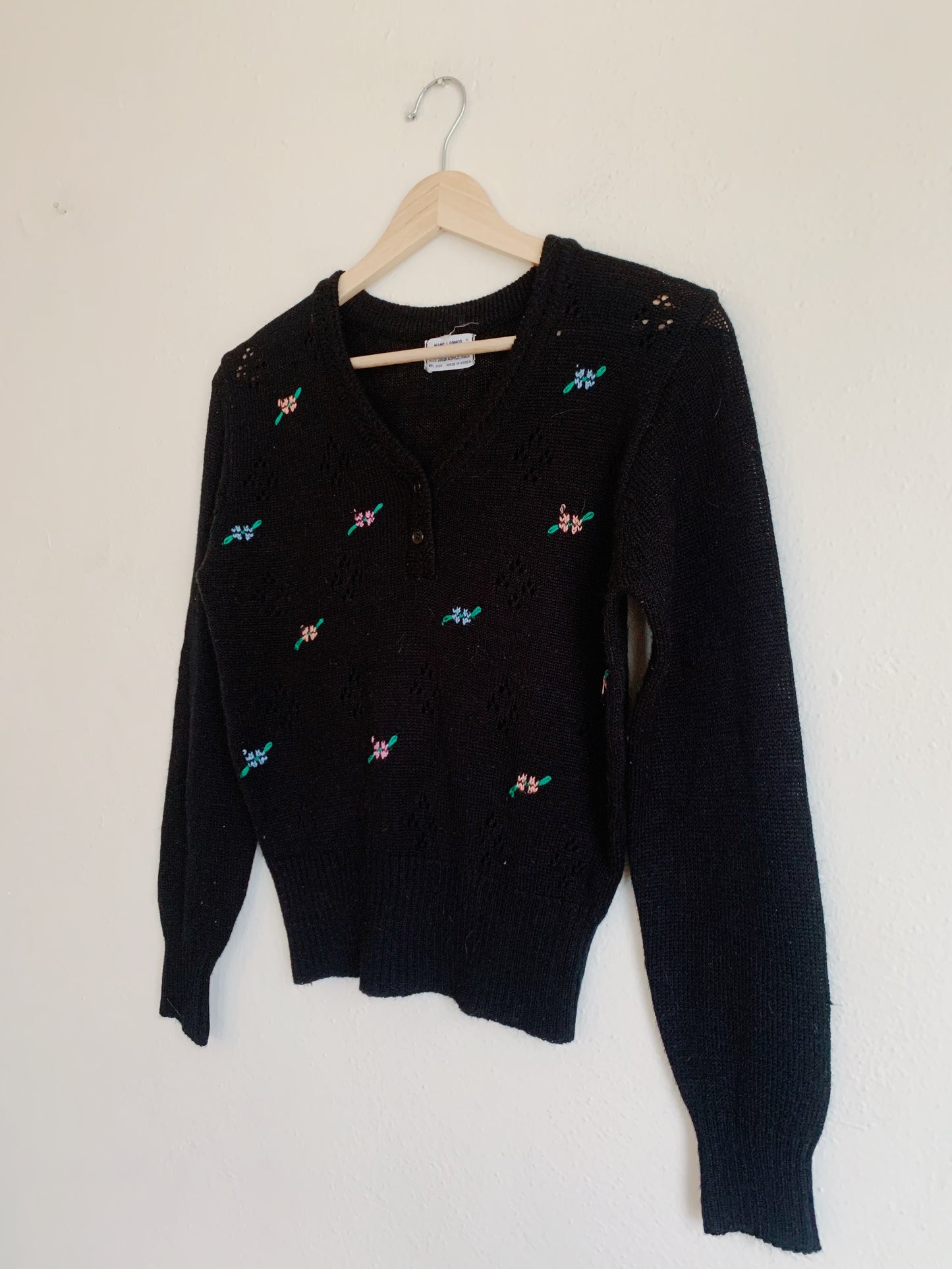 Vintage Hand Embroidered Floral Sweater